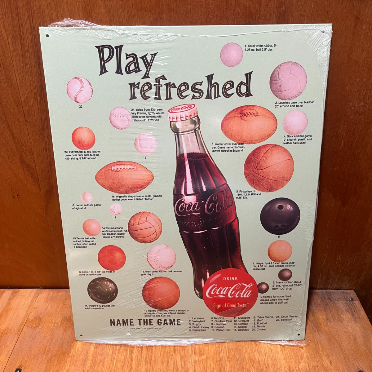 Coke Play Refreshed Sports Sign - Tin Metal