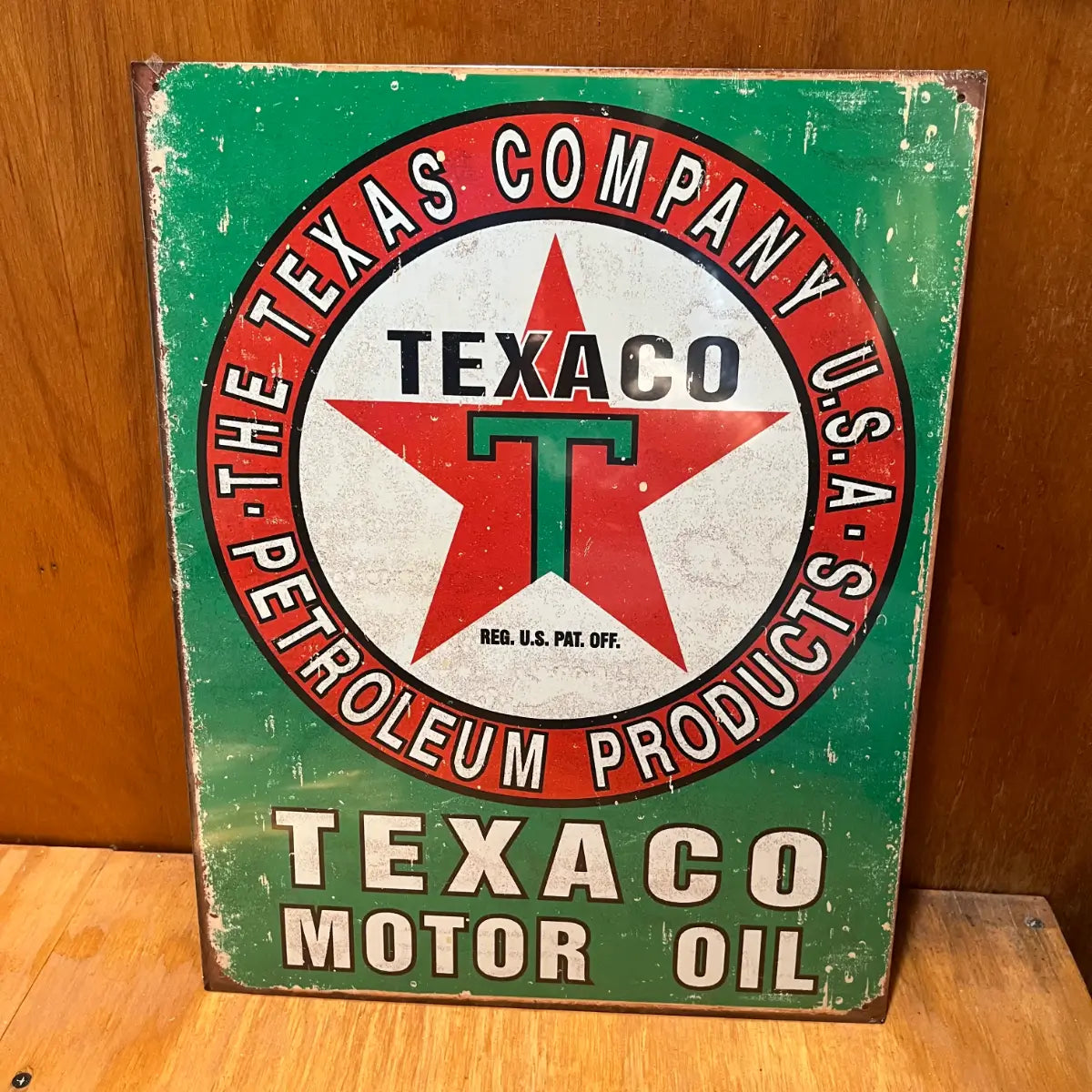 Texaco Petroleum Gas Motor Oil Sign - Tin Metal