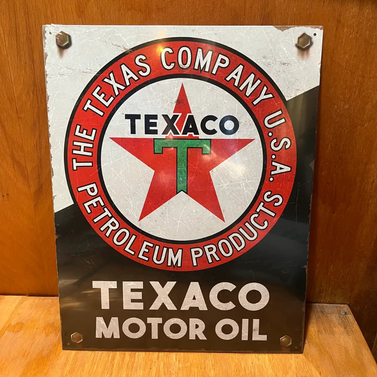 Texaco Petroleum Gas Motor Oil Sign - Tin Metal