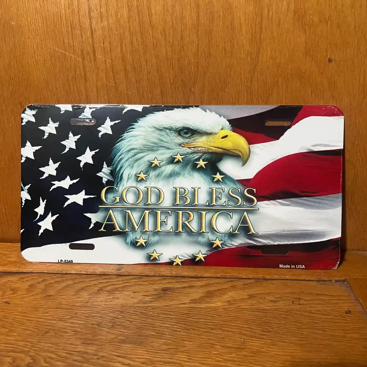 God Bless Eagle American Flag - License Plate