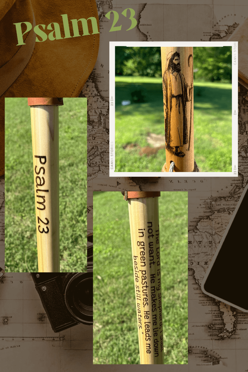 Wood Walking Stick Jesus Christian Bible Verse Psalm 23