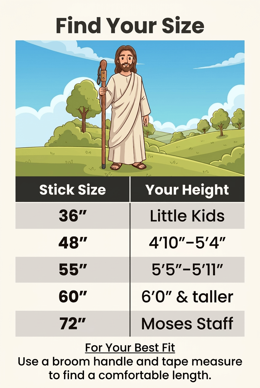 Natural Earth Tones Hardwood Walking Stick — Hiking Staff