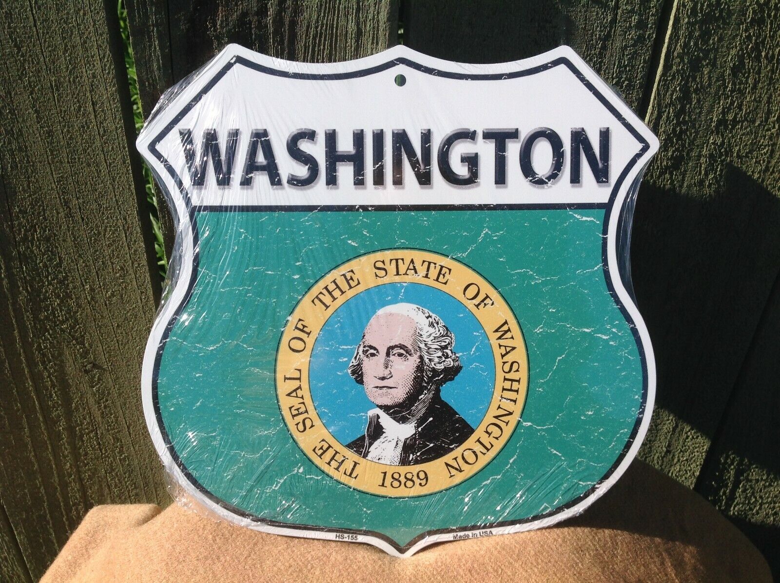 Washington State Flag US Highway Sign Novelty Metal 12" x 12" Road