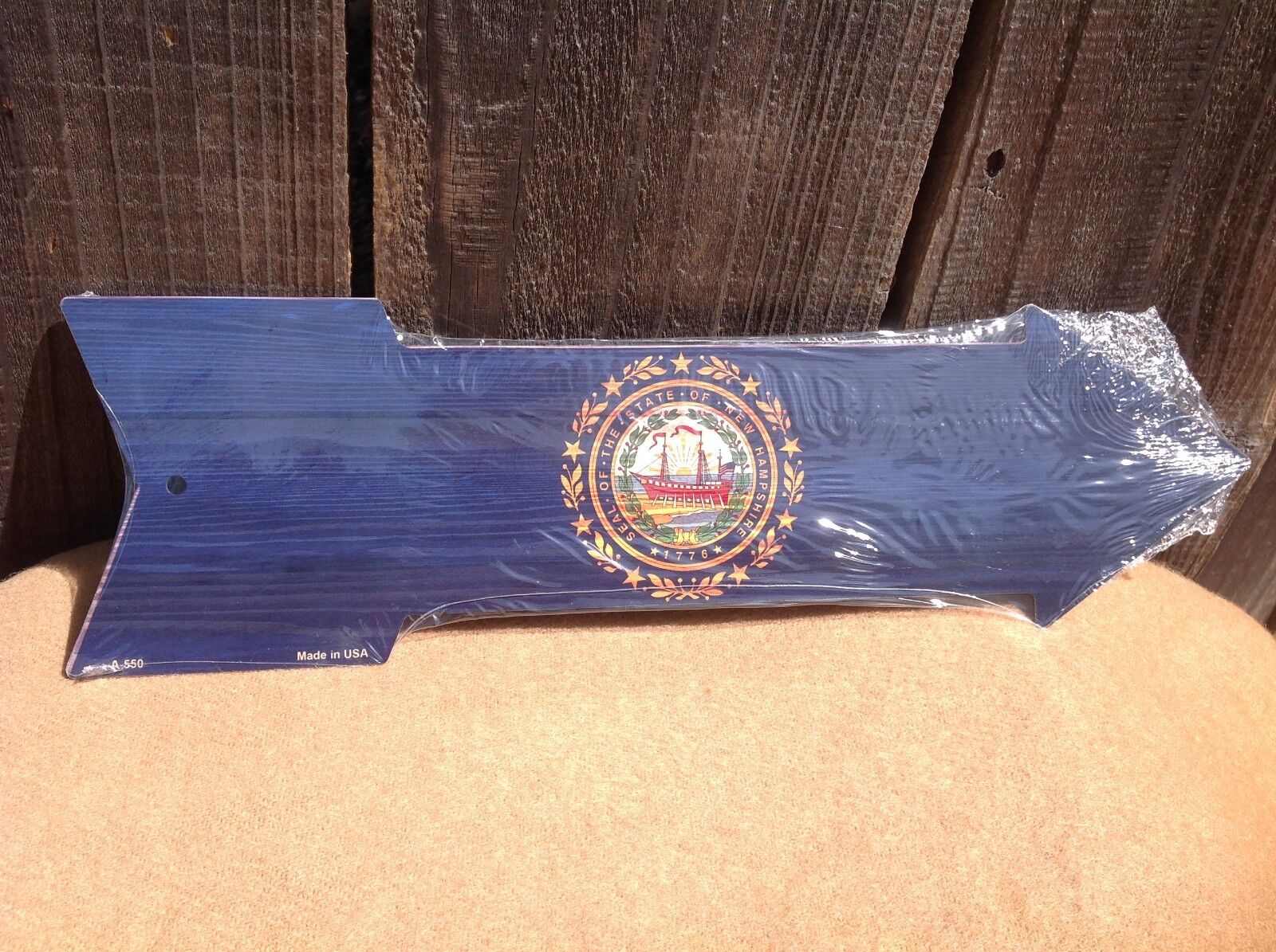 New Hampshire State Flag This Way To Arrow Sign Direction Novelty Metal 17" x 5"