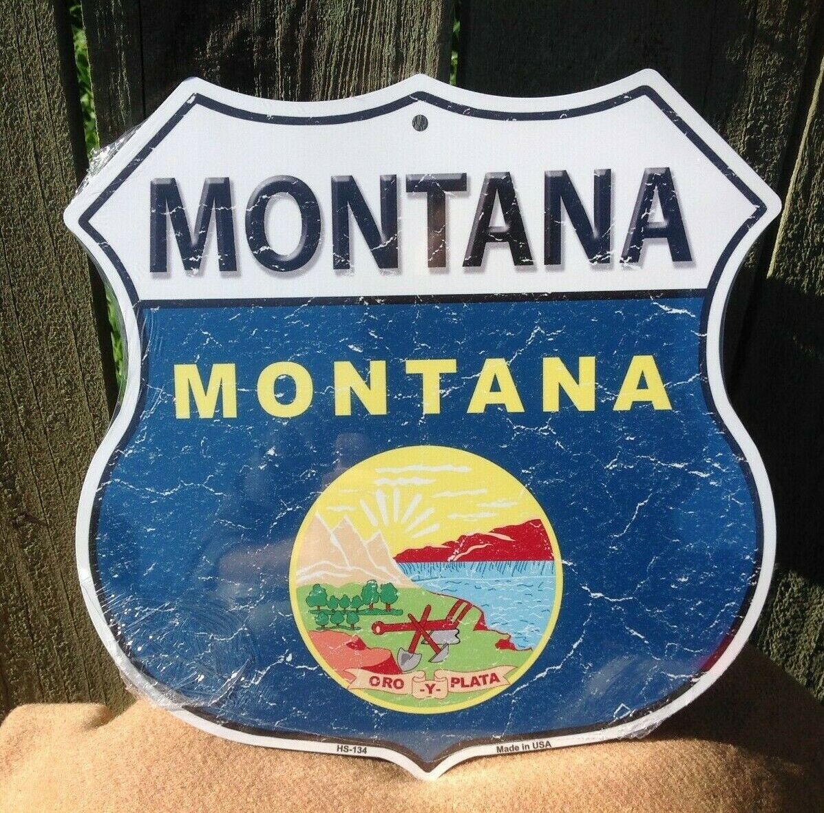 Montana State Flag US Highway Sign Novelty Metal 12" x 12" Road