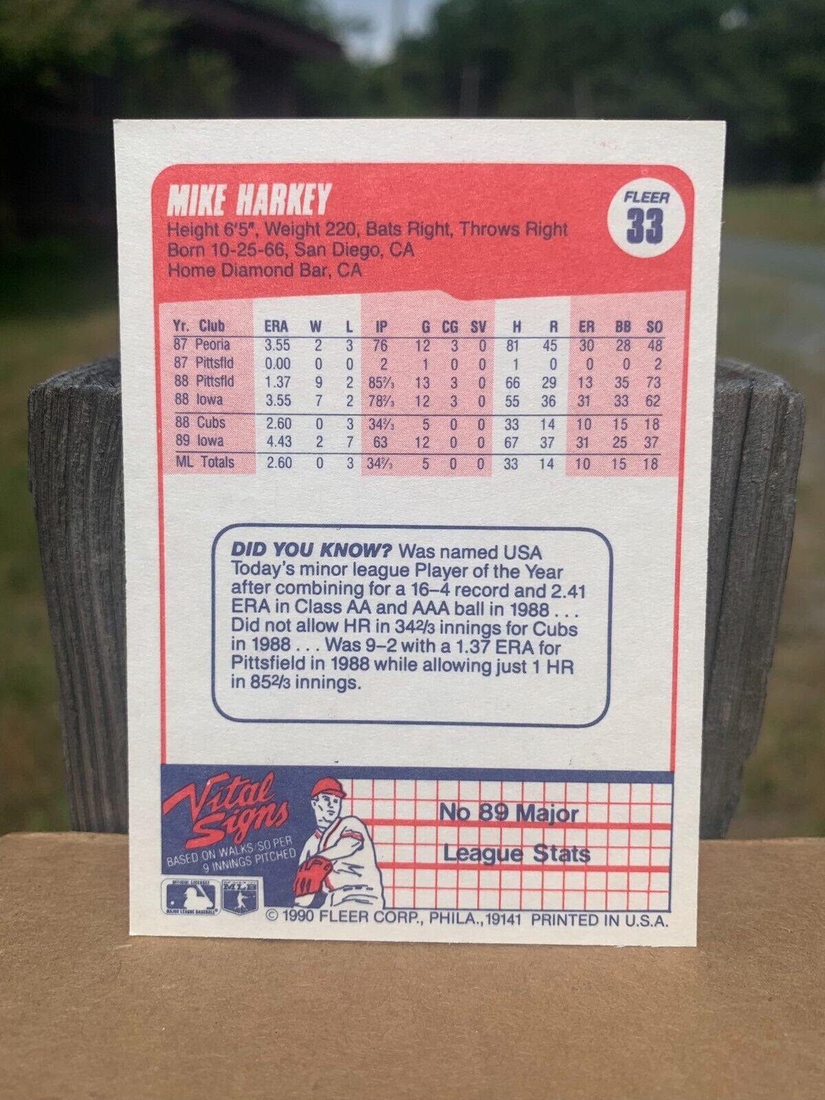 1990 Fleer Baseball Card Chicago Cubs Mike Harkey