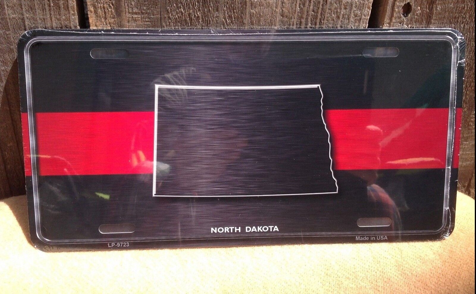 North Dakota Thin Red Line Fire Fighter Man Department Novelty License Plate