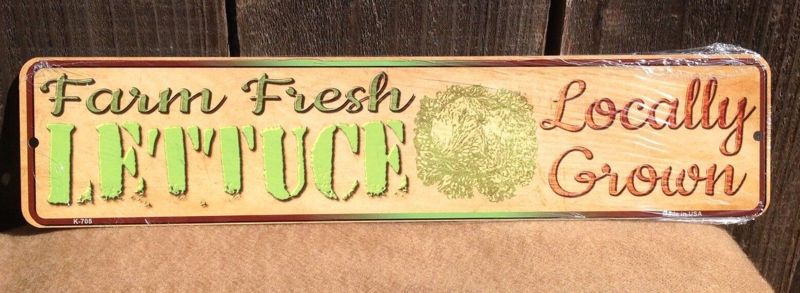 Farm Fresh Lettuce Locally Grown Mini Street Market Sign Metal 18" x 4"