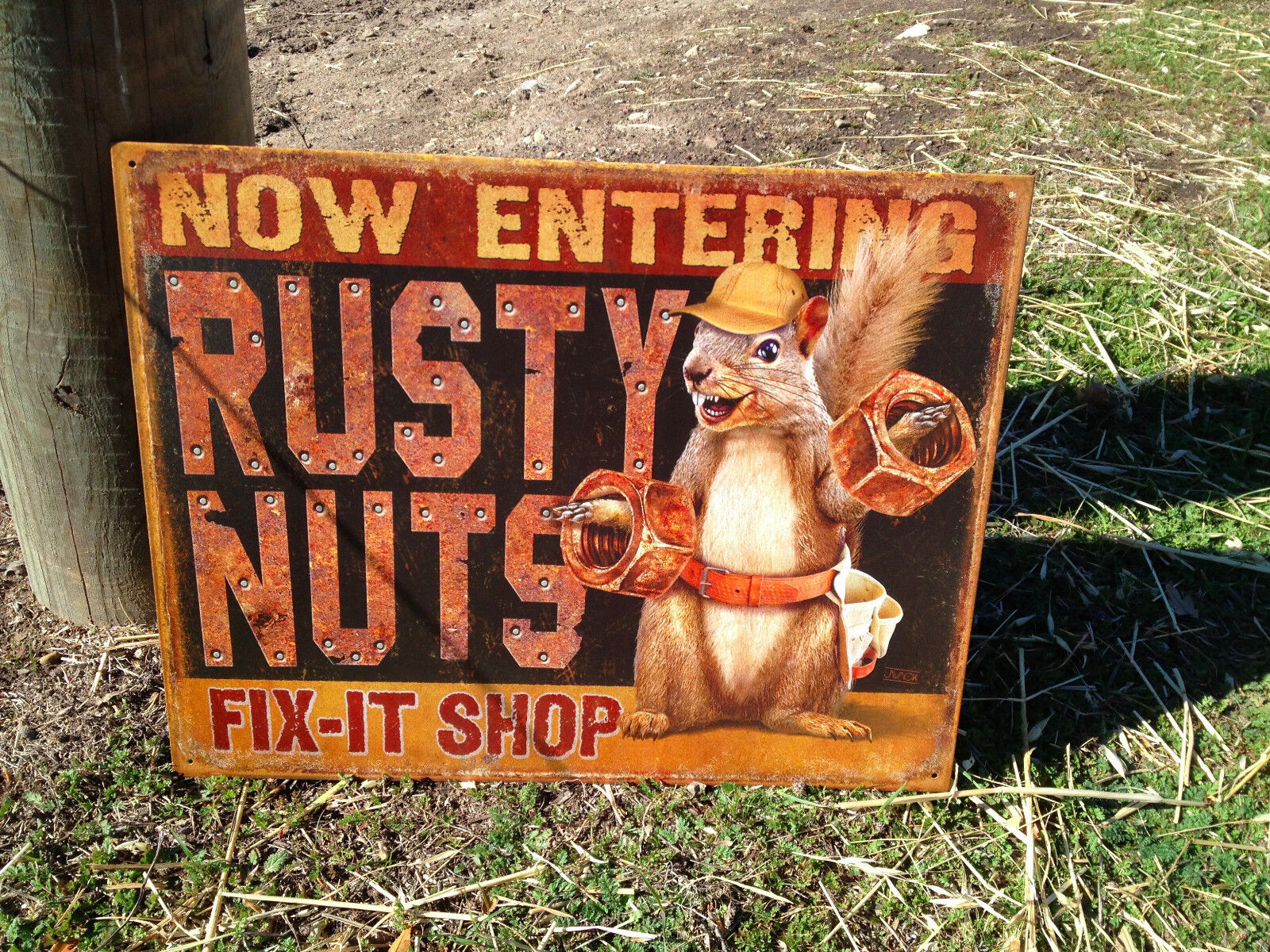 Rusty Nuts Fix It Vintage Tin Metal Sign Poster Classic Car Hot Rod Garage Shop