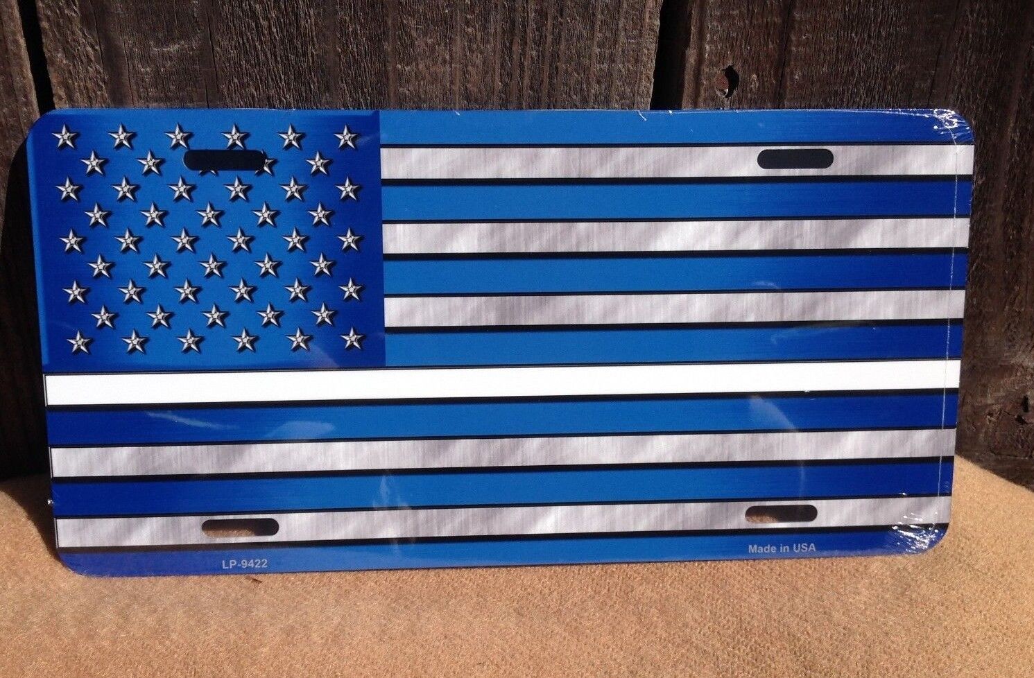 Blue American Flag Thin White Line Emergency Medical License Plate Truck Auto
