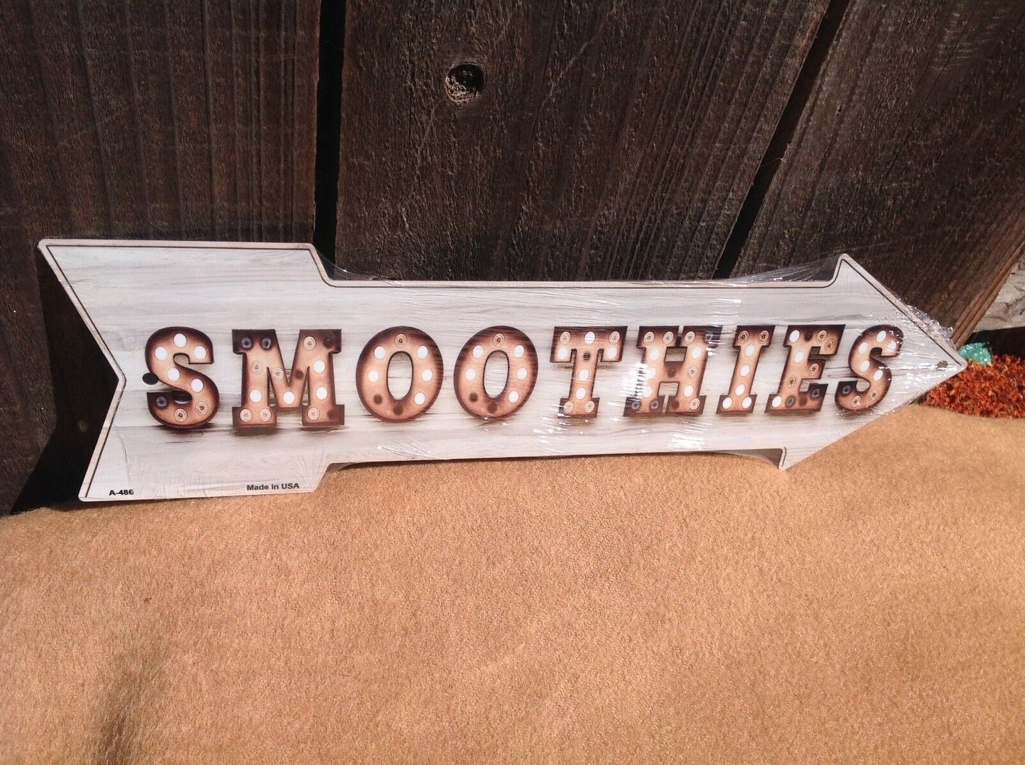Smoothies This Way To Arrow Sign Directional Novelty Metal 17" x 5"
