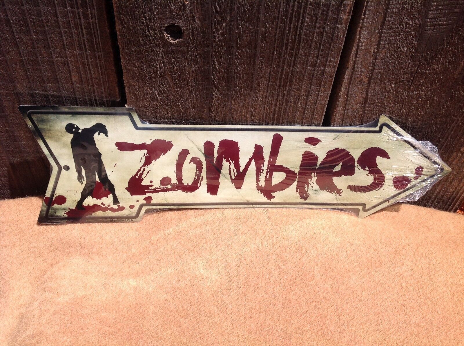 Zombies Blood This Way To Arrow Sign Directional Novelty Metal 17" x 5"