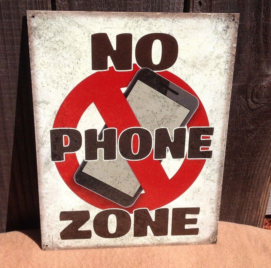 No Cell Phone Zone Metal Sign Tin Banned Vintage Garage Bar Decor Old 