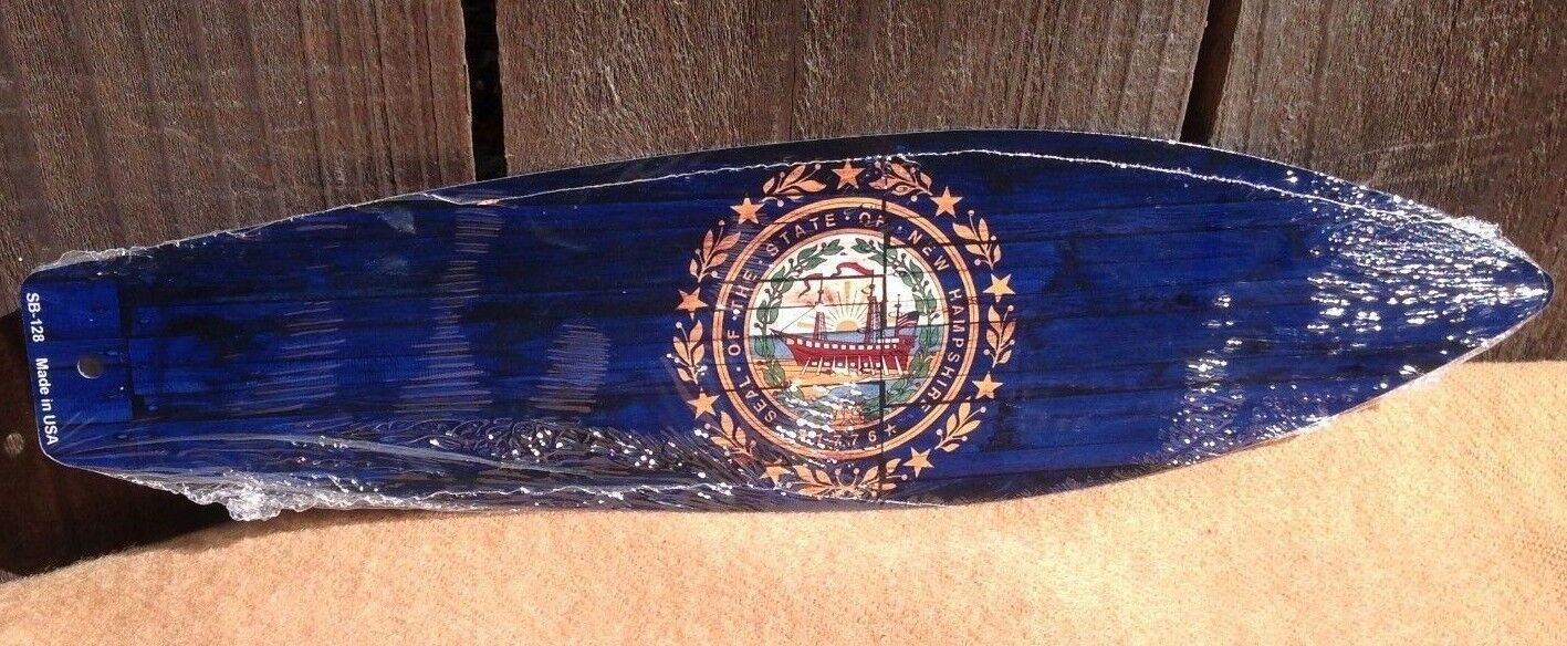 New Hampshire State Flag Mini Novelty Beach Surf Board Sign 17" x 4.5"