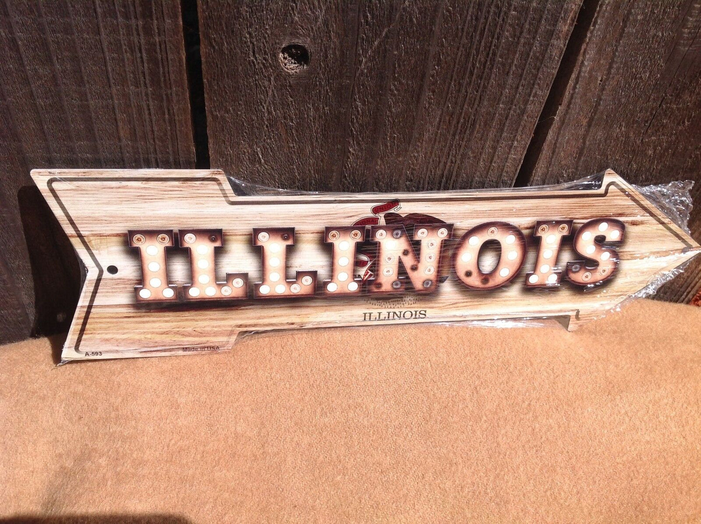 Illinois State Flag This Way To Arrow Sign Directional Novelty Metal 17" x 5"