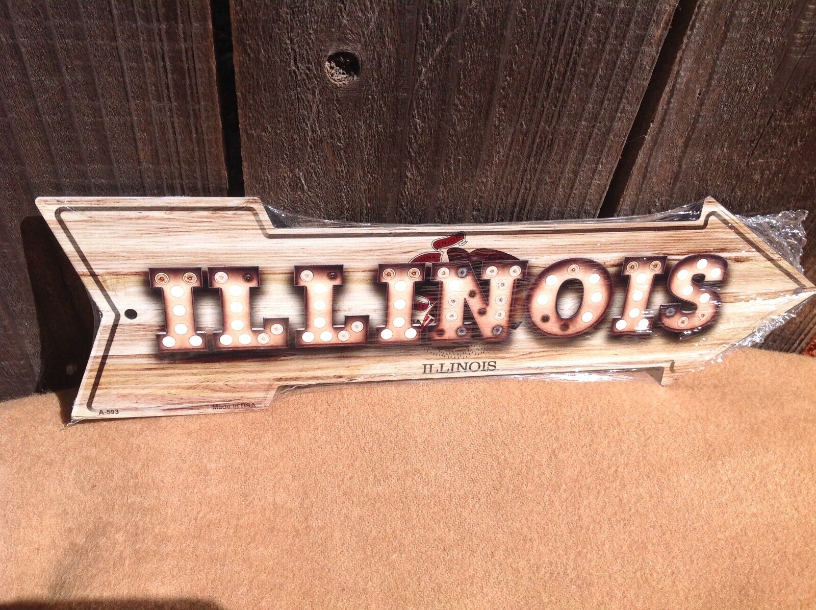 Illinois State Flag This Way To Arrow Sign Directional Novelty Metal 17" x 5"
