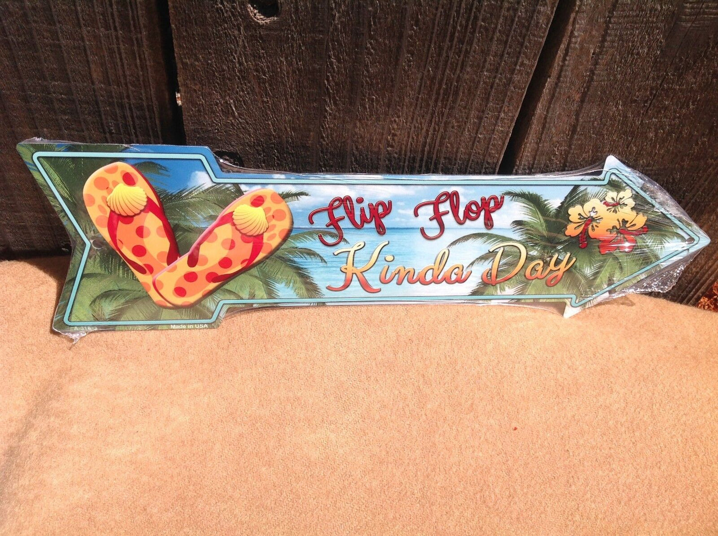Flip Flop Kinda Day This Way To Arrow Sign Directional Novelty Metal 17" x 5"
