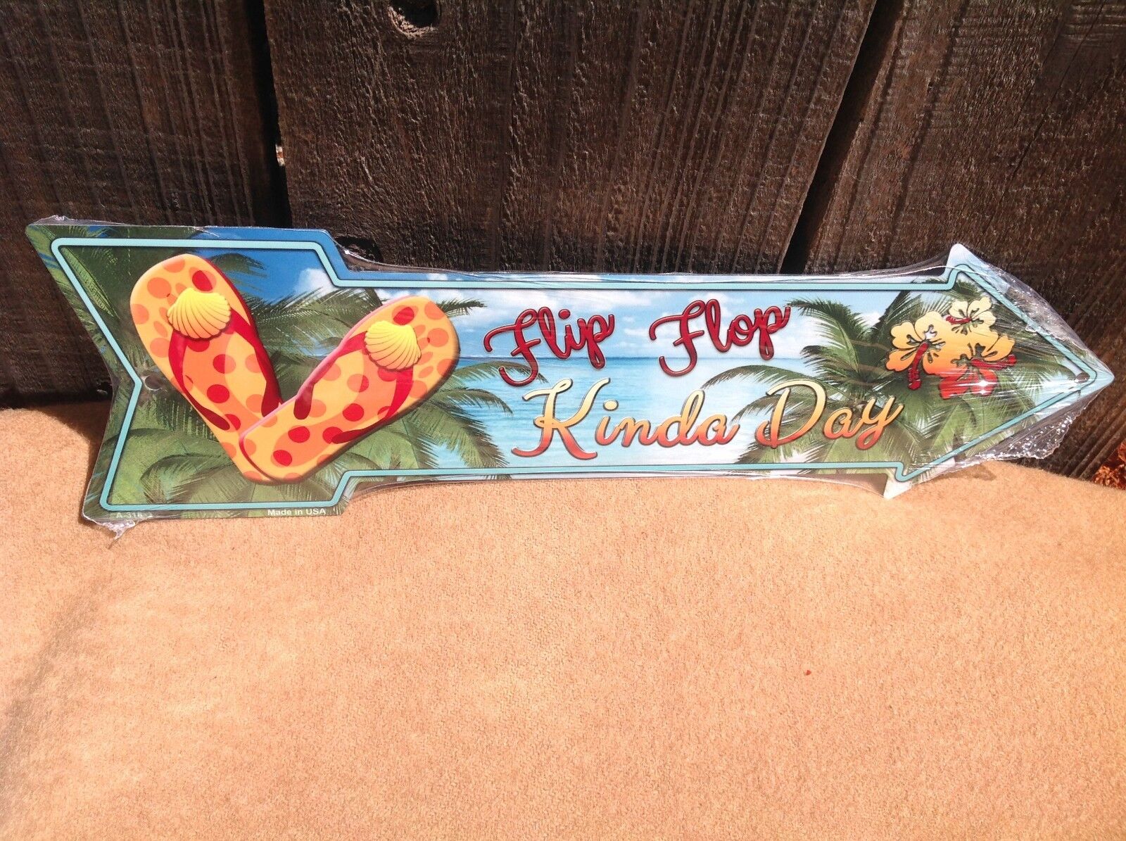 Flip Flop Kinda Day This Way To Arrow Sign Directional Novelty Metal 17" x 5"
