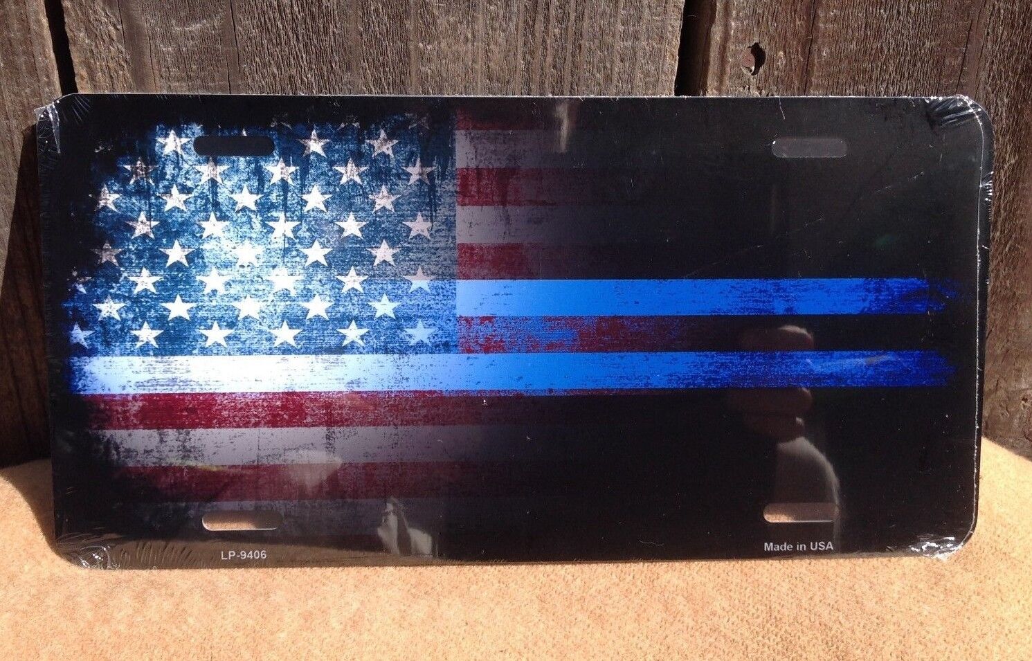 American Flag Police Department Darkened License Plate Truck Auto Car Tag