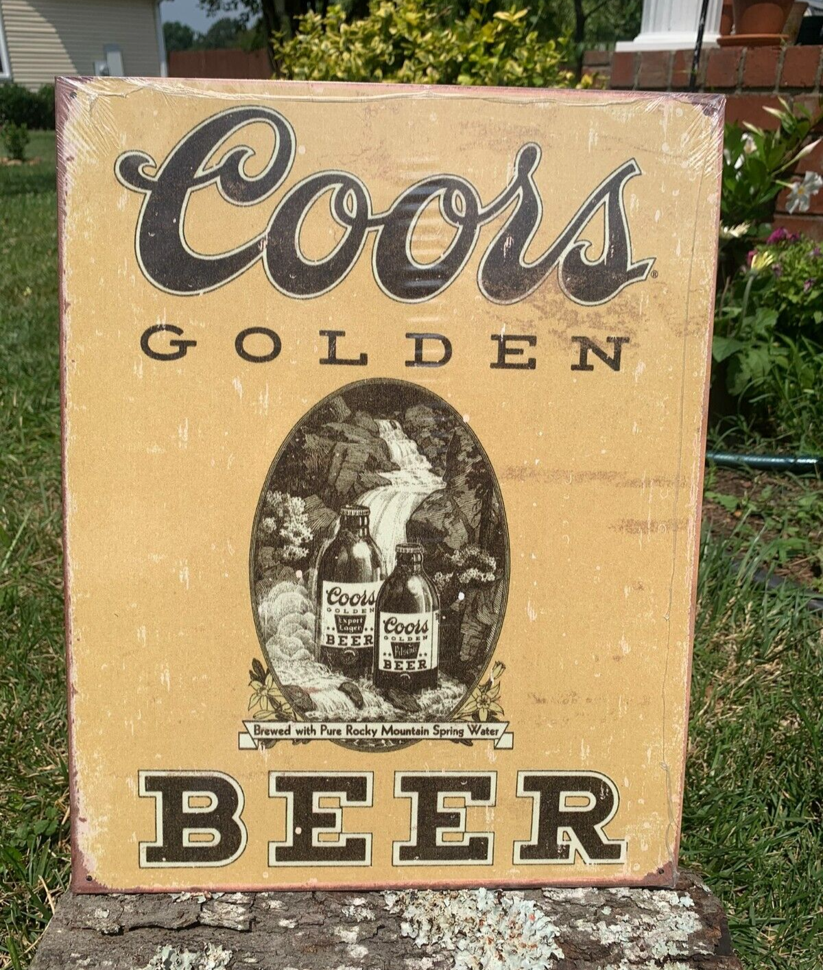 Vintage Coors Golden Beer Tin Metal Sign Old Original Logo Bottles