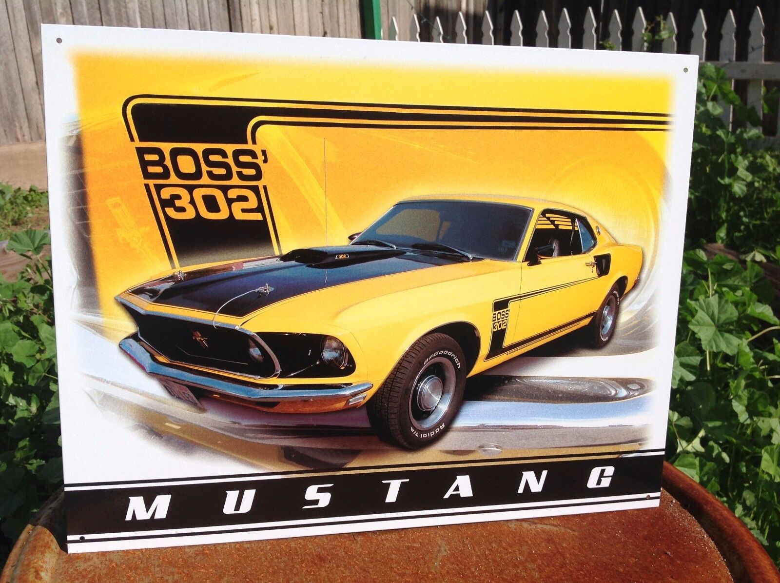 Ford Mustang Boss 302 Vintage Tin Metal Sign Muscle Car Auto Garage Pony Classic