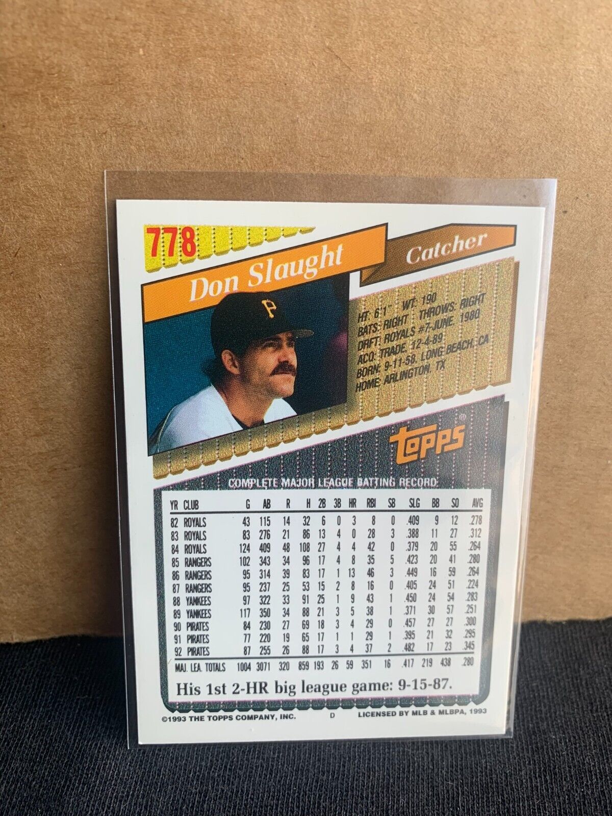 1993 Topps Gold Baseball Card PIrates Don Slaught