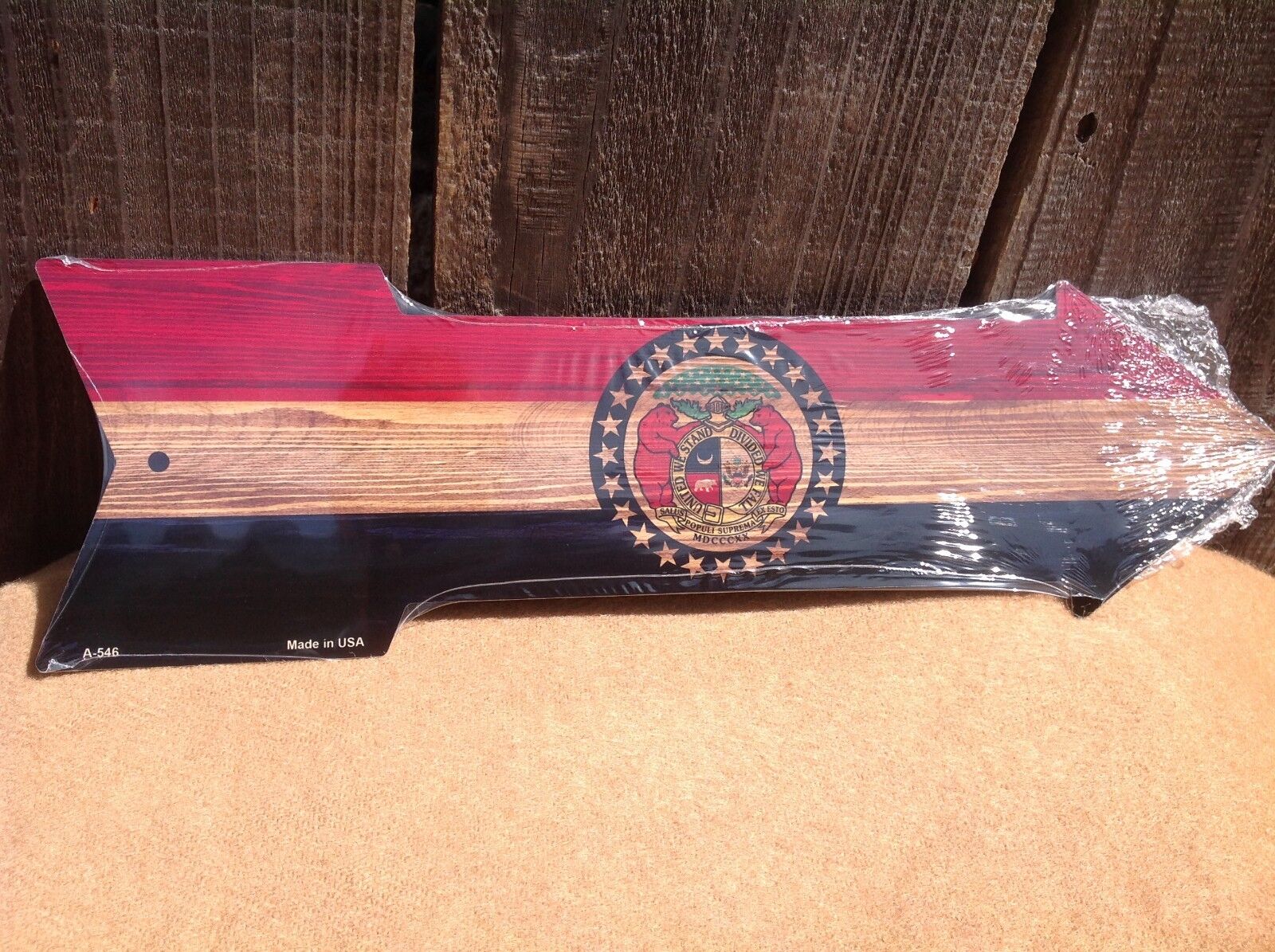 Missouri State Flag This Way To Arrow Sign Directional Novelty Metal 17" x 5"