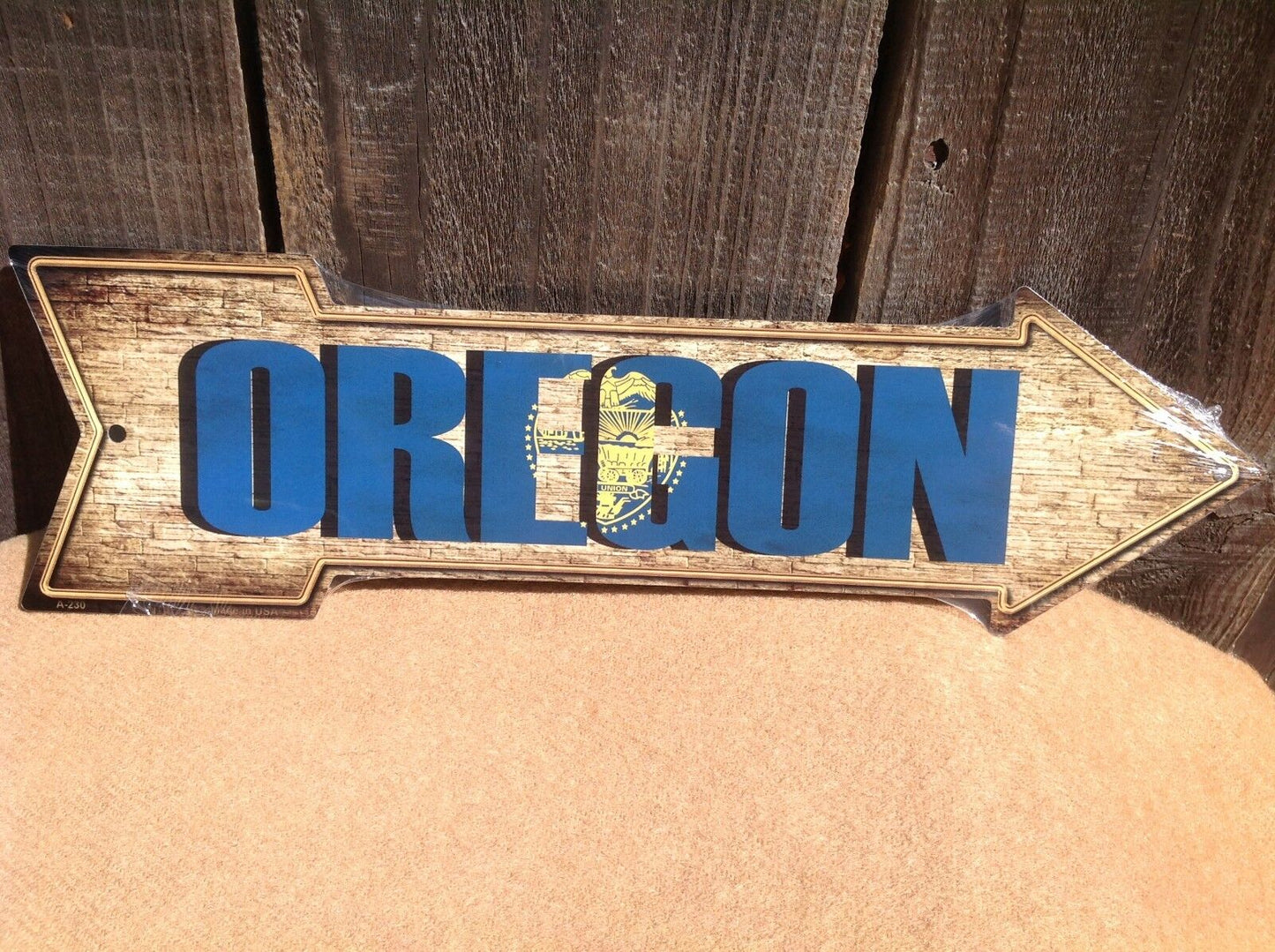 Oregon State Flag This Way To Arrow Sign Novelty Metal 17" x 5"
