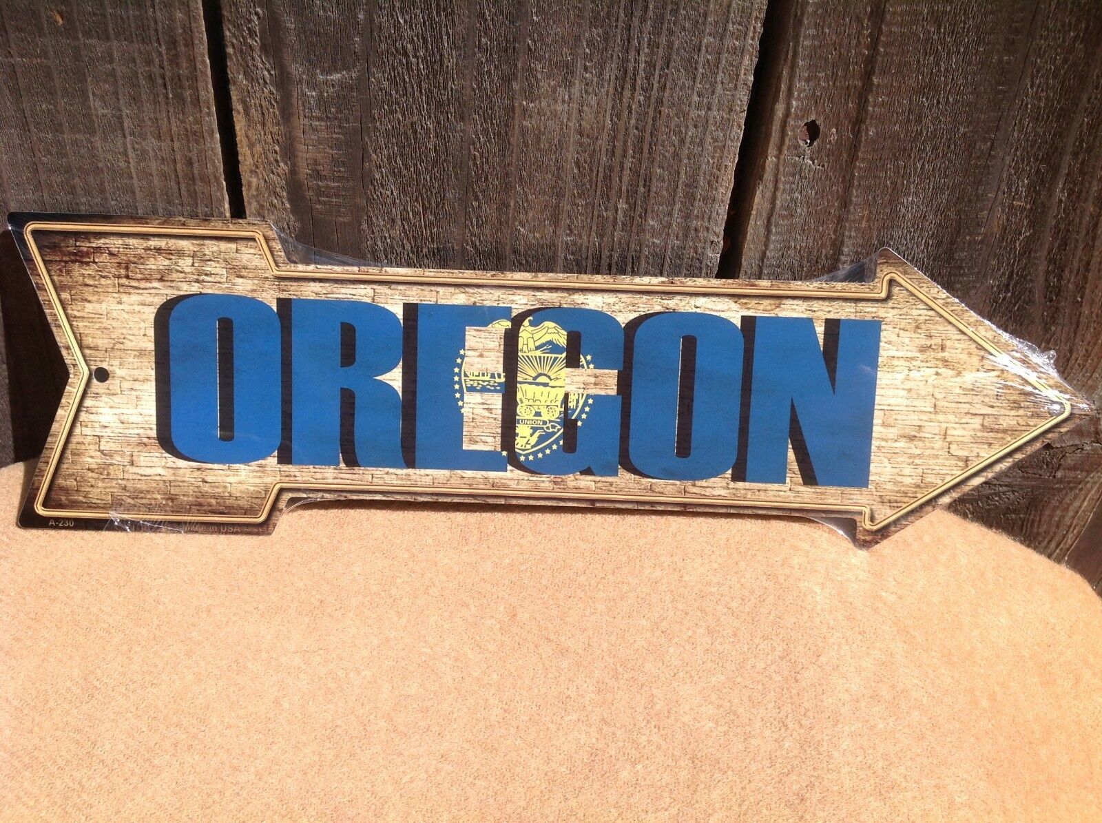 Oregon State Flag This Way To Arrow Sign Novelty Metal 17" x 5"
