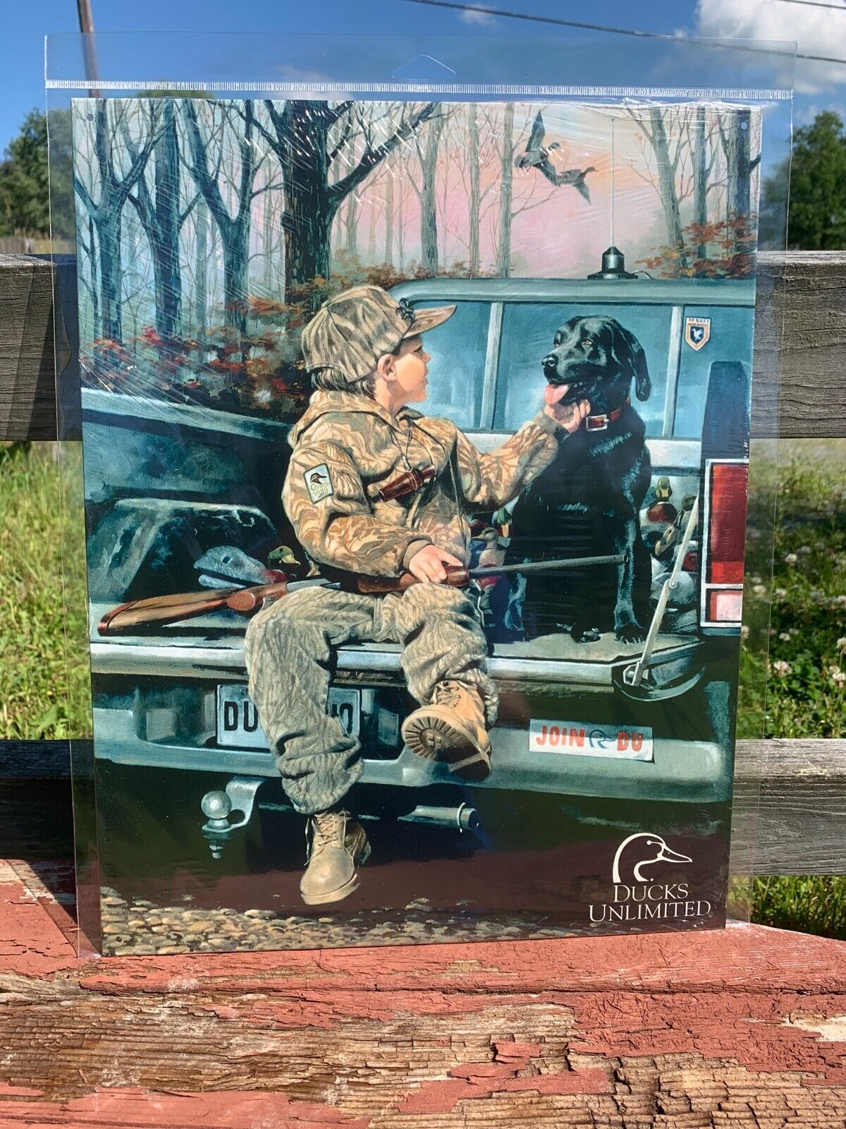 Ducks Unlimited Hunting Tin Metal Sign Labrador Boy Forever Friends Vintage
