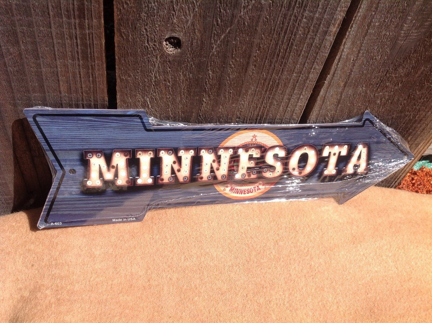 Minnesota State Flag This Way To Arrow Sign Directional Novelty Metal 17" x 5"