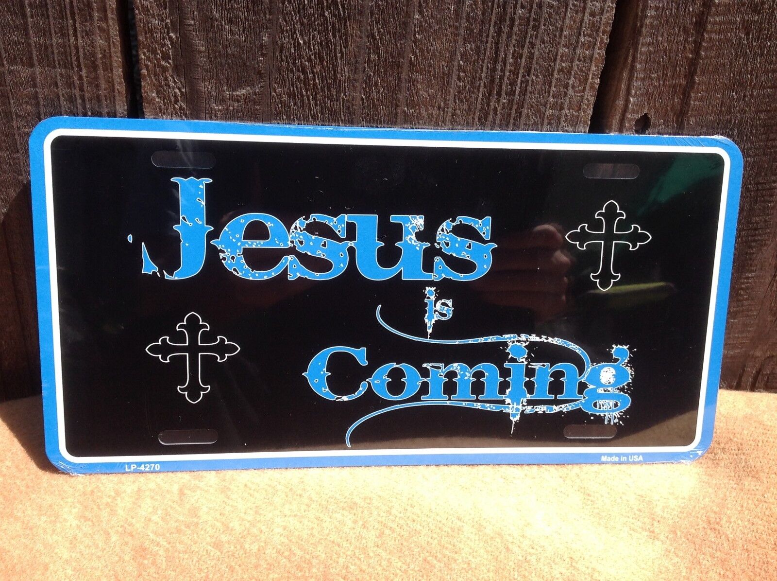 Jesus Is Coming Blue Black Christ God Christian License Plate Auto Car