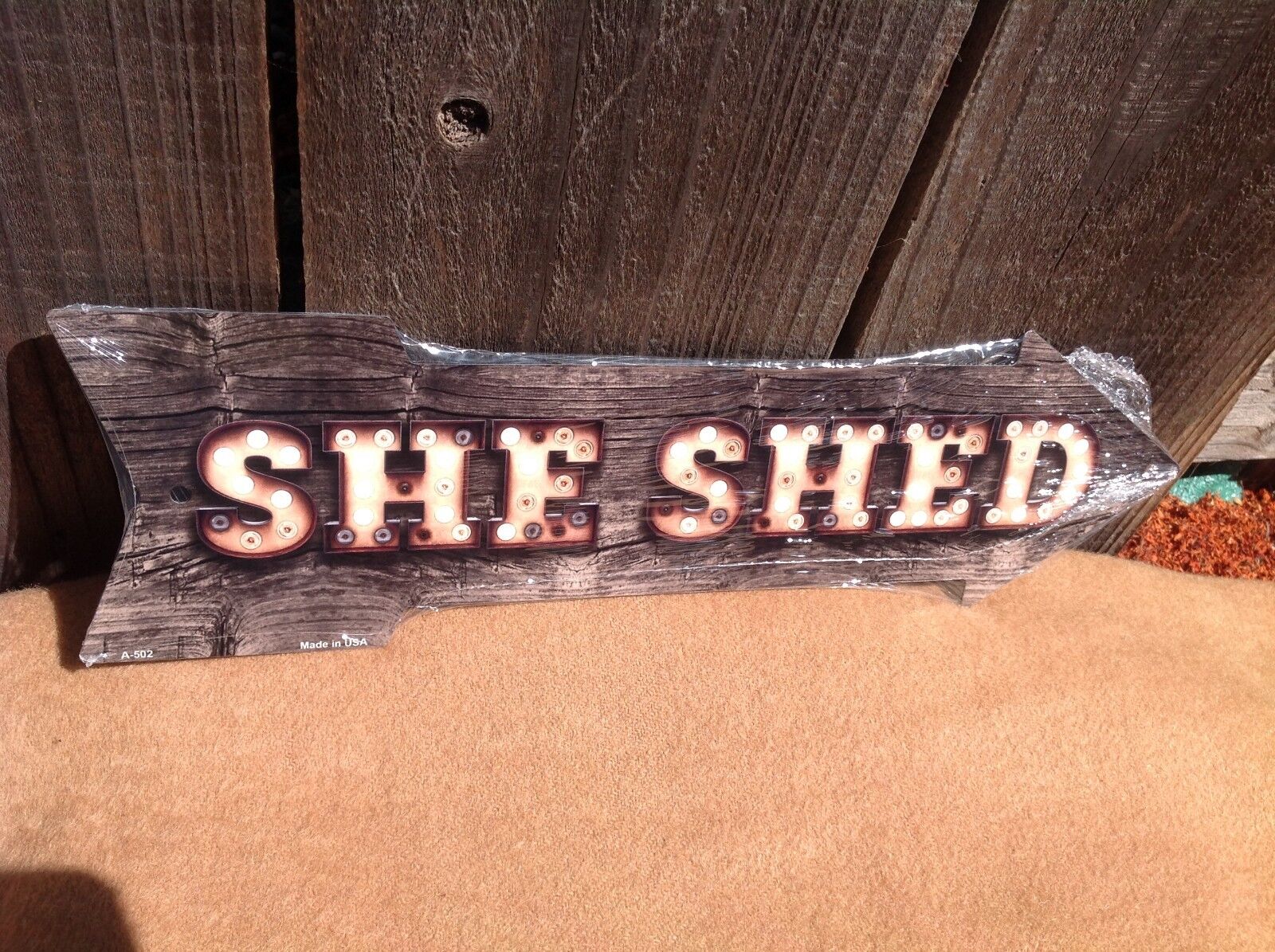 She Shed This Way To Arrow Sign Directional Novelty Metal 17" x 5"