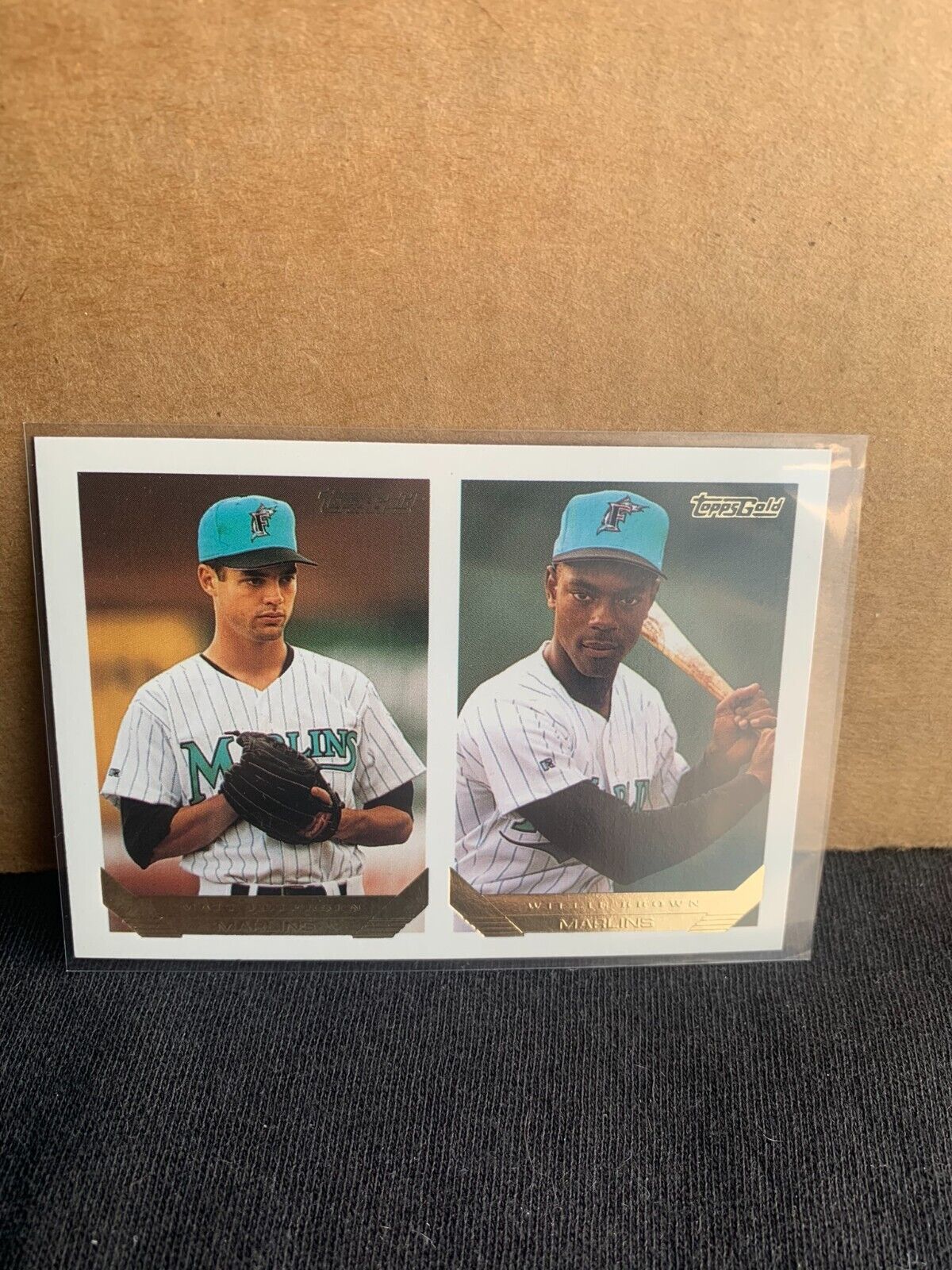 1993 Topps Gold Baseball Card Marlins Willie Brown Matt Petersen