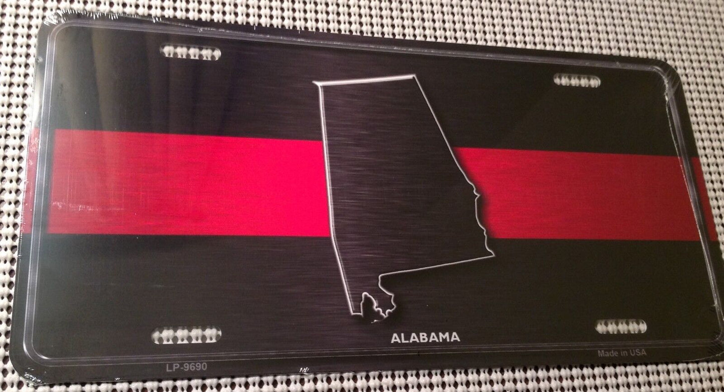 Alabama Thin Red Line Fire Fighter Man Department Novelty License Plate