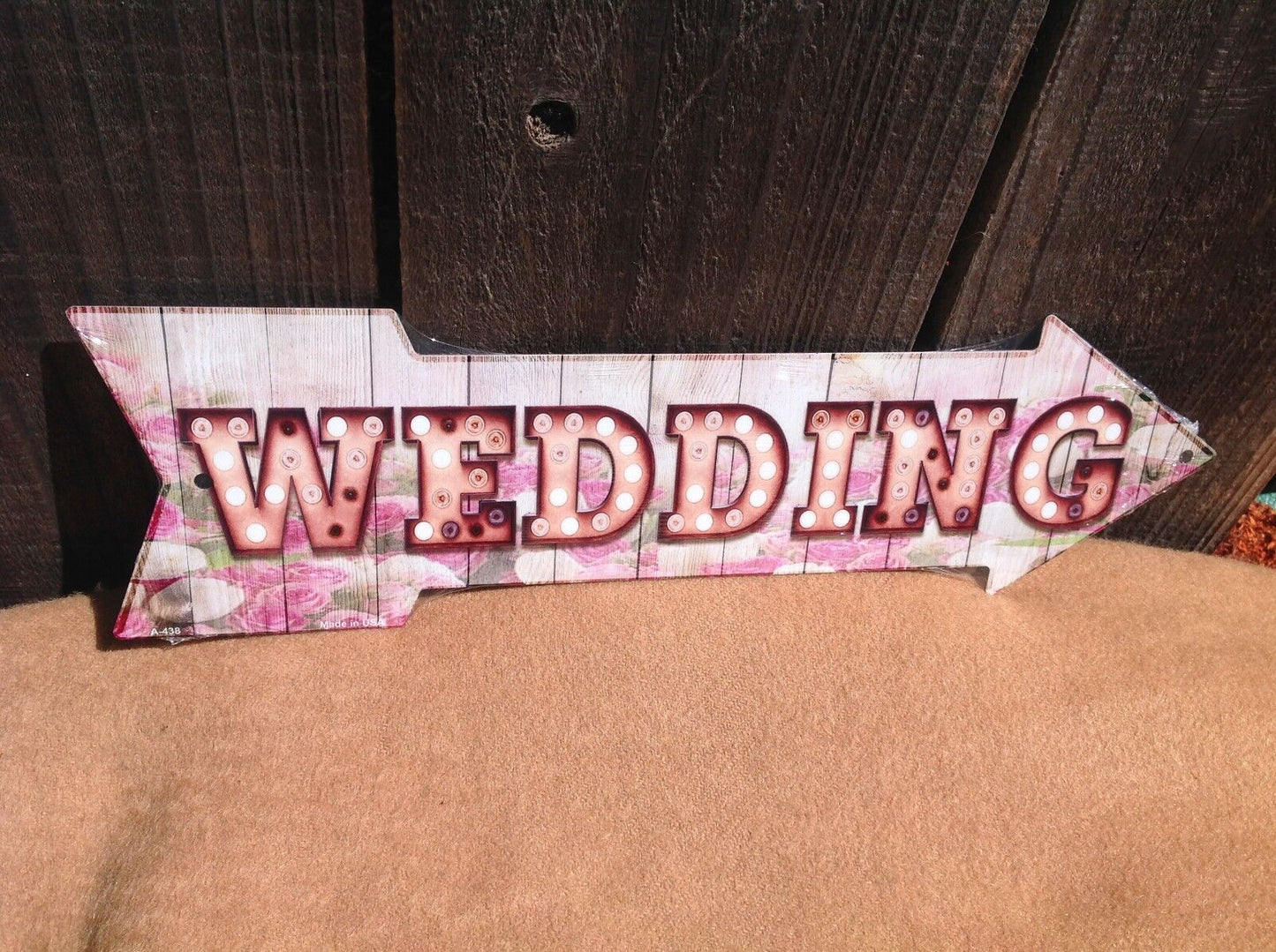 Wedding This Way To Arrow Sign Directional Novelty Metal 17" x 5"