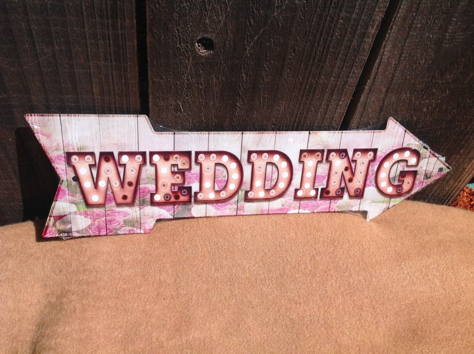 Wedding This Way To Arrow Sign Directional Novelty Metal 17" x 5"