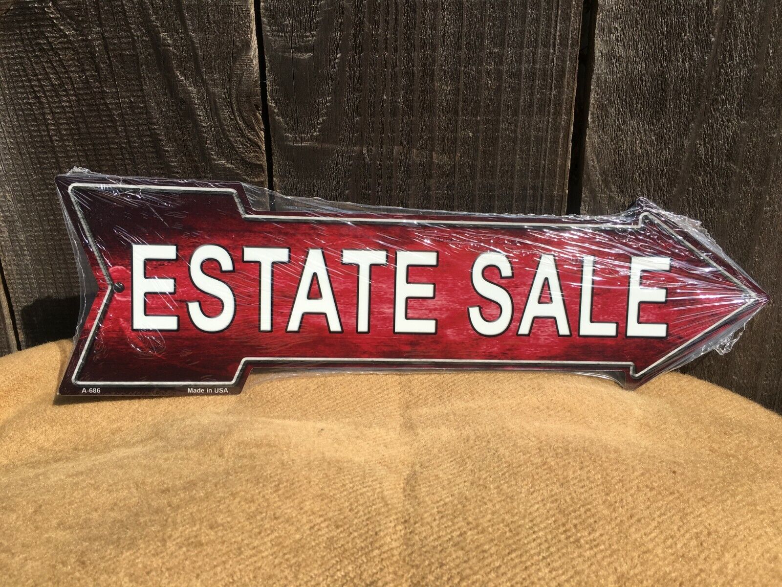 Estate Sale This Way To Arrow Sign Directional Novelty Metal 17" x 5"