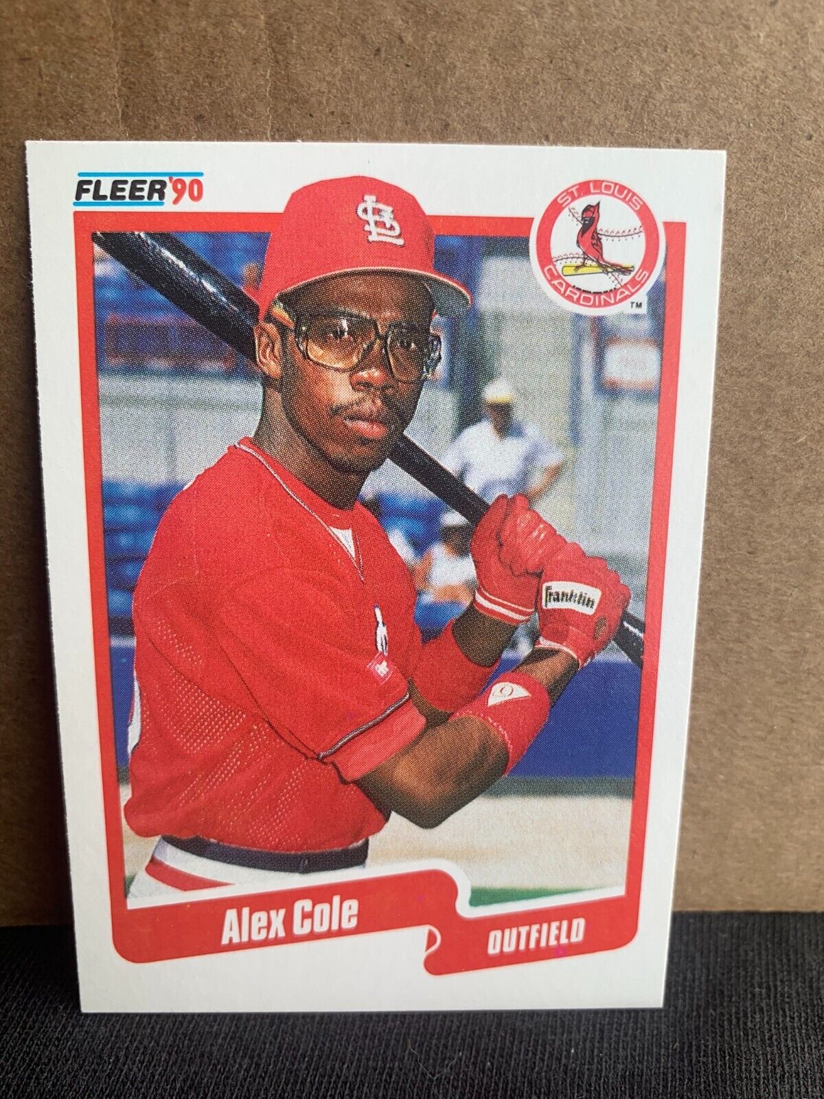 1990 Fleer Baseball Card St. Louis Cardinals Alex Cole