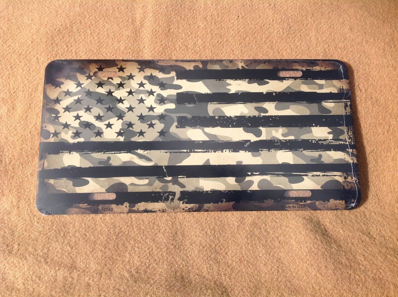 American Camouflage Flag Green License Plate Car Auto Truck USA Patriotic