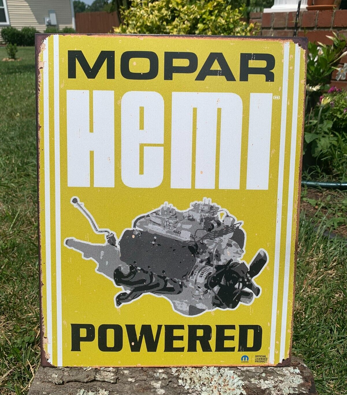Mopar Hemi Powered Tin Metal Sign Wall Bar Garage Shop Vintage Auto Chrysler