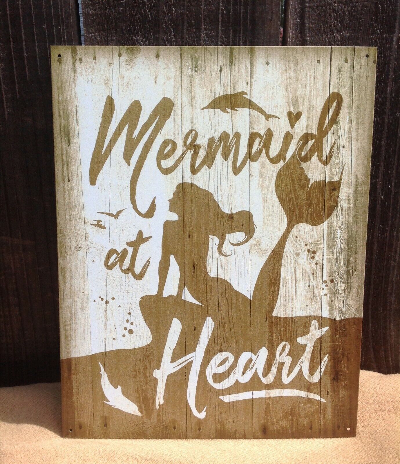 Beach Mermaid At Heart Metal Sign Tin Sea Wall Garage Rustic