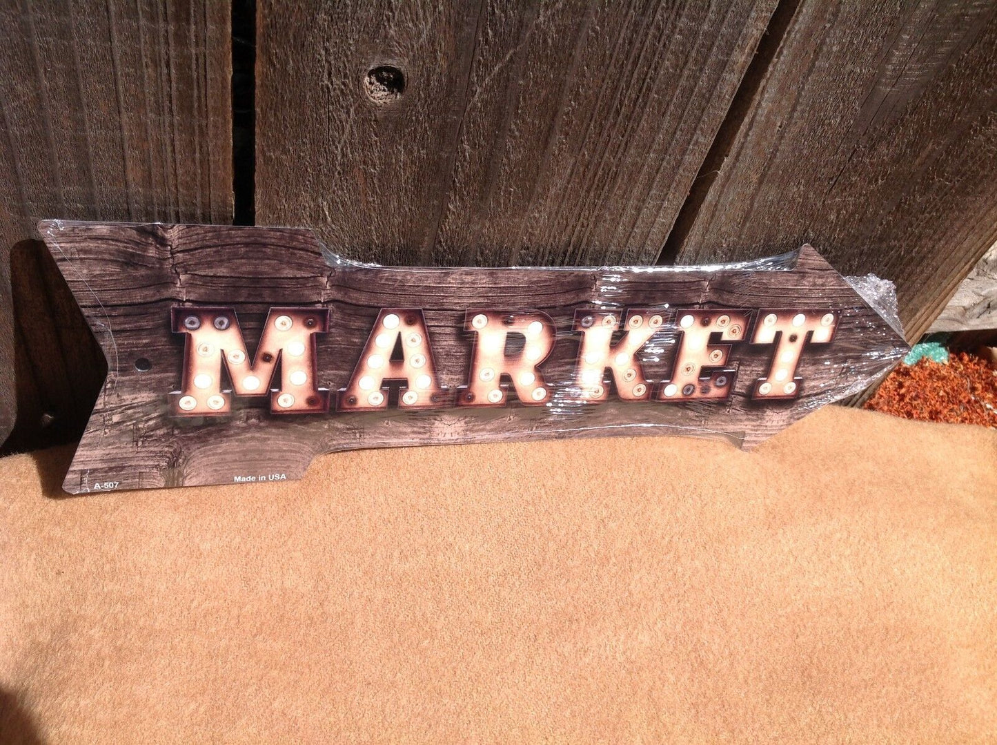 Market This Way To Arrow Sign Directional Novelty Metal 17" x 5"