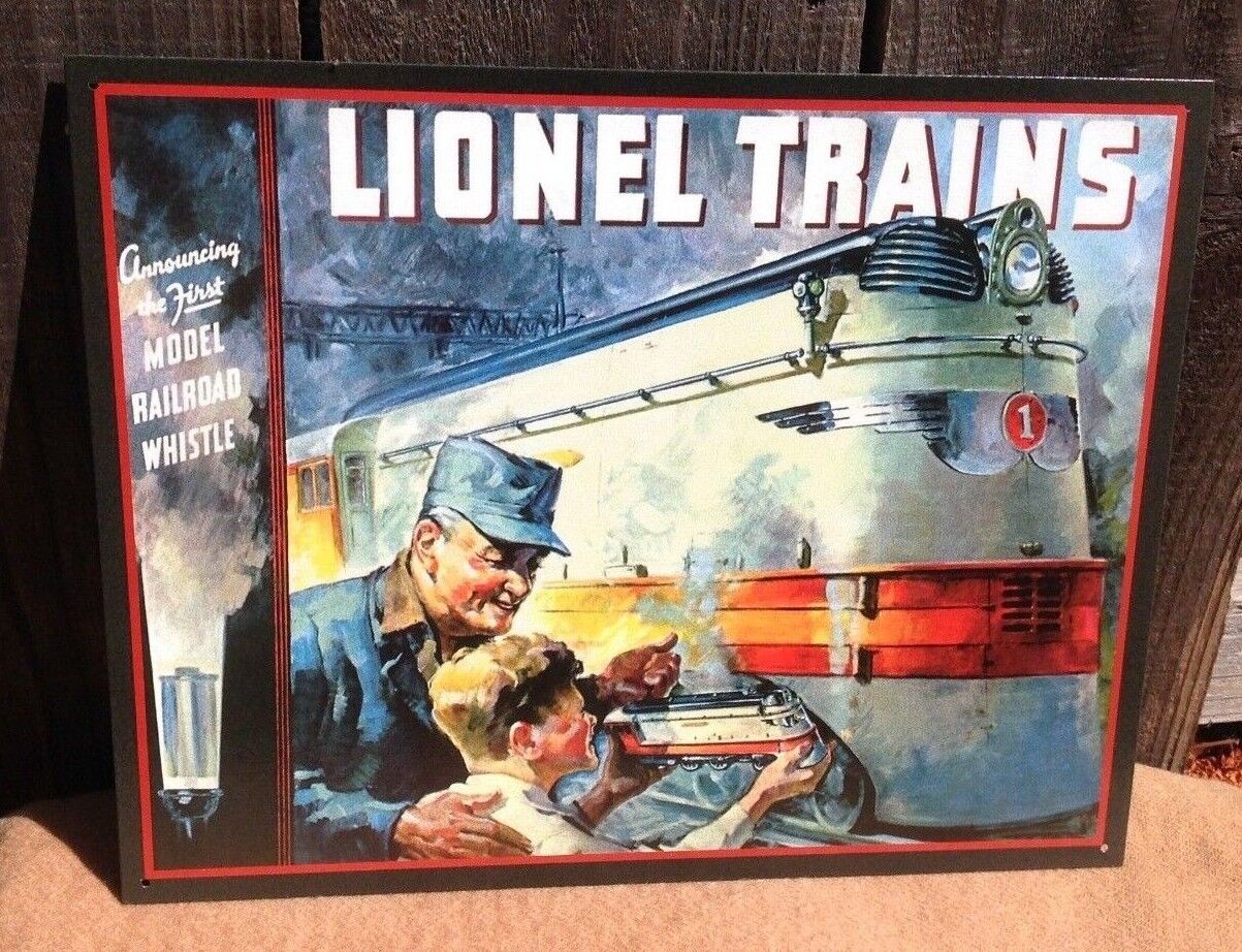 Lionel 1935 Train Engine Cover Sign Tin Vintage Garage Bar Decor Old 
