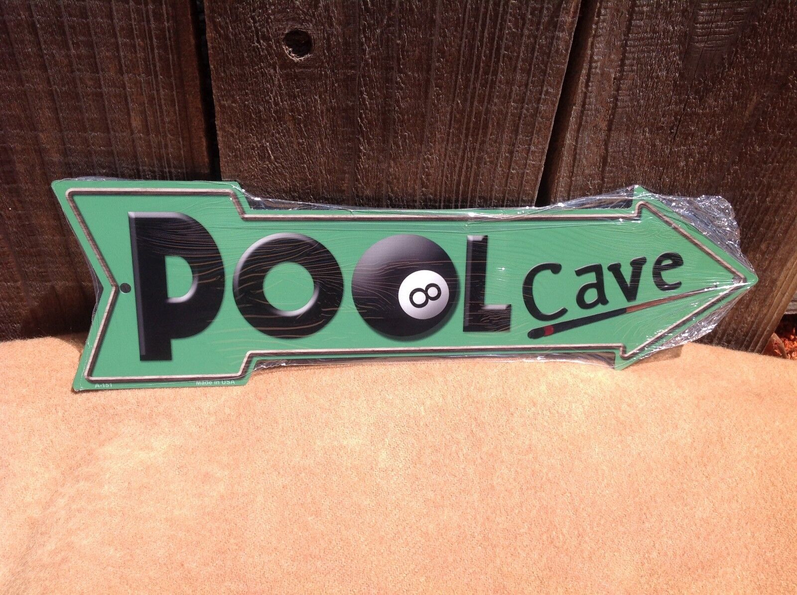 Pool Cave Hall This Way To Arrow Sign Directional Novelty Metal 17" x 5"