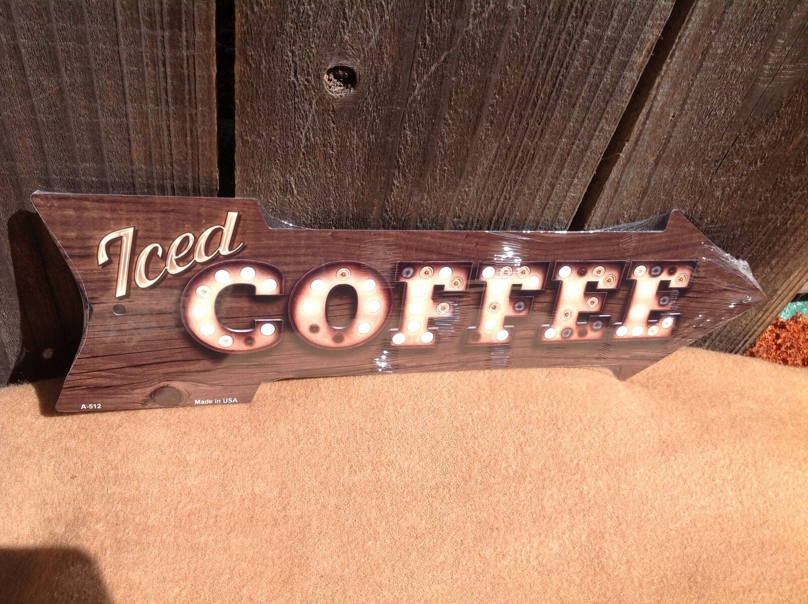 Iced Coffee This Way To Arrow Sign Directional Novelty Metal 17" x 5"