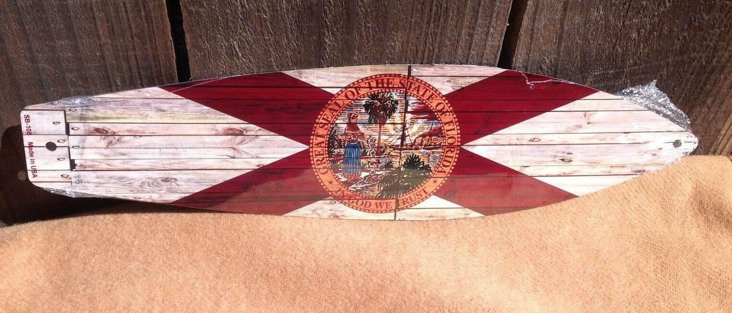 Florida State Flag Mini Novelty Beach Surf Board Sign 17" x 4.5"