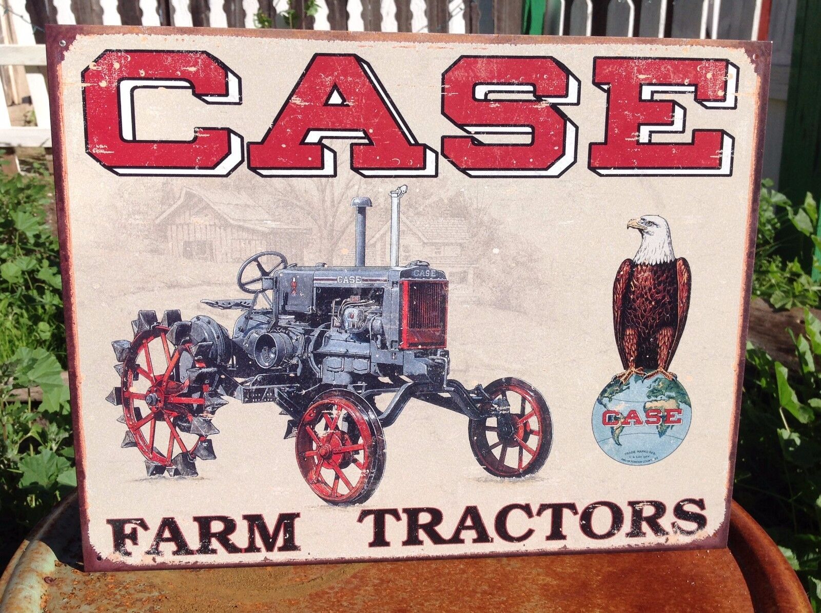 Vintage Case Farm Tractors Advertising Tin Metal Sign Wall Garage Classic 