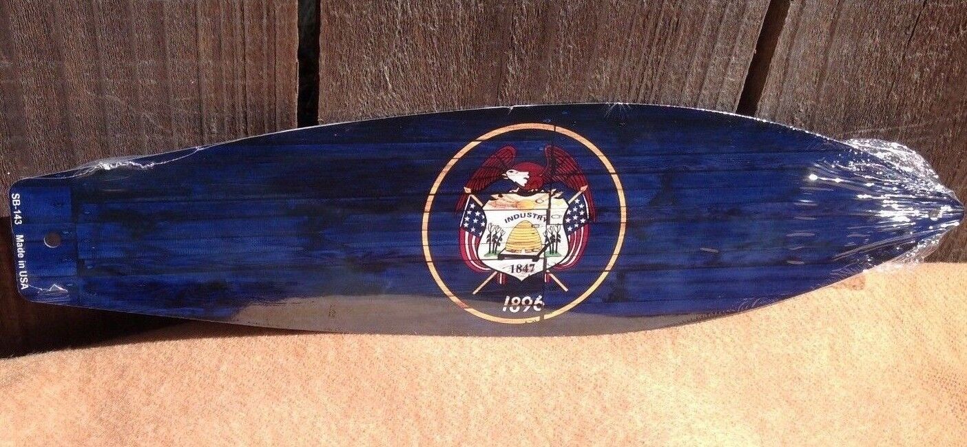 Utah State Flag Mini Novelty Beach Surf Board Sign 17" x 4.5"