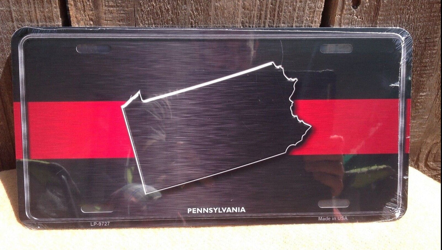 Pennsylvania Thin Red Line Fire Fighter Man Department Novelty License Plate